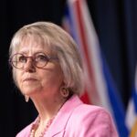 B.C. provincial health officer Dr. Bonnie Henry provides the latest update about the hantavirus during a news conference in the press theatre at the legislature in Victoria, B.C., on Monday May 11, 2026. THE CANADIAN PRESS/Chad Hipolito
