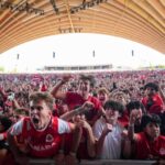 Canadian fans celebrate after Canada defeated South Africa during a World Cup round of 32 soccer match, at FIFA Fan Fest in Vancouver, on Sunday, June 28, 2026. THE CANADIAN PRESS/Darryl Dyck
