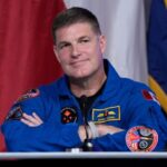 Canadian Space Agency astronaut Jeremy Hansen, a member of the NASA's Artemis II crew, listens to a question during a press conference on Thursday, April 16, 2026, in Houston. (AP Photo/Ashley Landis)
